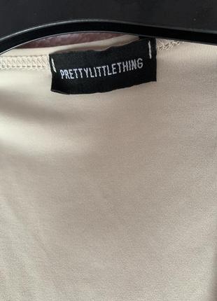 Платье длинное коктейльное бежевого цвета prettylittlething4 фото