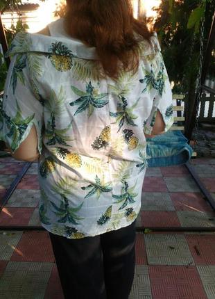 Оригинальная блуза в принт ананасы.3 фото