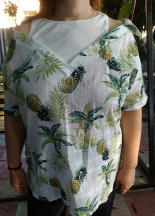 Оригинальная блуза в принт ананасы.4 фото