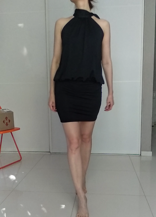 Чёрное коктейльное вечернее платье laura scott3 фото