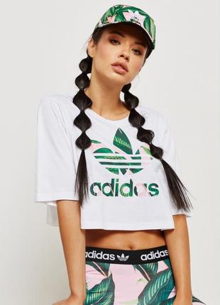 Кроп топ свободная укороченная футболка ✨ adidas ✨ с лого