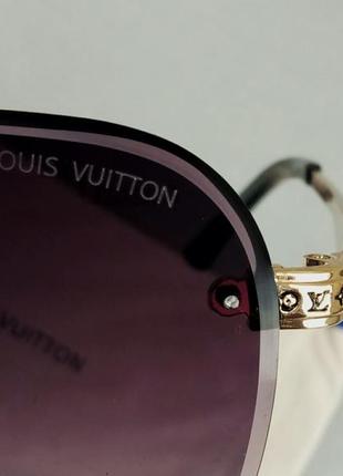 Louis vuitton очки мужские солнцезащитные серо фиолетовый градиент в золотом металле9 фото