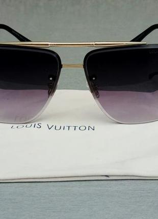 Louis vuitton очки мужские солнцезащитные серо фиолетовый градиент в золотом металле2 фото