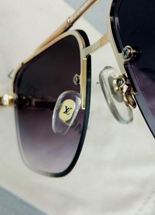 Louis vuitton очки мужские солнцезащитные серо фиолетовый градиент в золотом металле8 фото