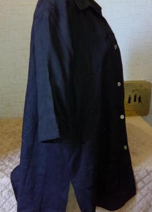 Льон чорна блузка сорочка туніка великий розмір.4 фото