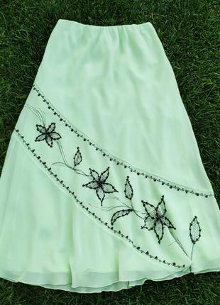 Легка м'ятна спідниця,ошатна