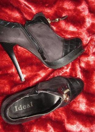 Туфли - ботинки на высокой шпильке, ideal, 36р, км09691 фото