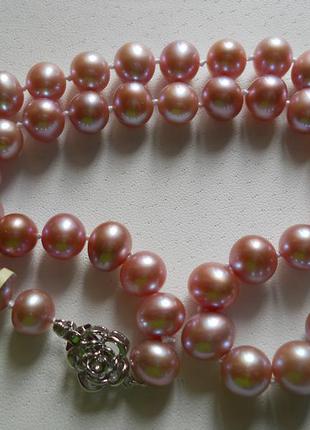 Намисто з великих перлів, колір лаванда.7 фото