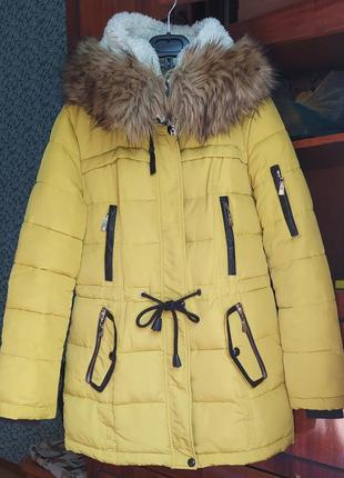 Женская куртка парка olanmear лимонная2 фото