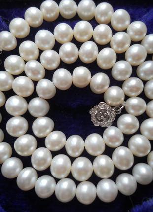 Ожерелье из пресноводного жемчуга 8-9 мм, цв. белый, качество ааа