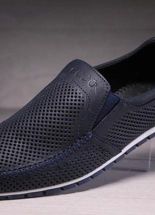 Шкіряні чоловічі мокасини ecco denim4 фото