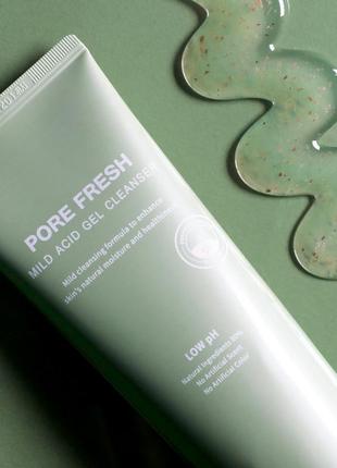 Слабокислотный очищающий гель для умывания mizon pore fresh mild acid gel cleanser 200 мл