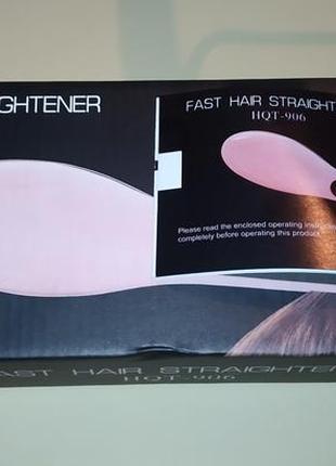 Электрическая расческа-выпрямитель fast hair straightener hqt 906 розовый (kg-2380)6 фото