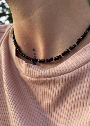 Чокер из бисера бисерная нить на шею украшения из бисера handmade из бисера