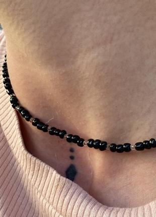 Чокер из бисера бисерная нить на шею украшения из бисера handmade из бисера
