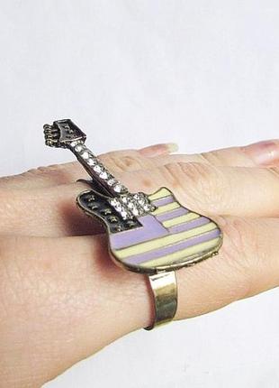 Кольцо на два пальца гитара в стразах, новое! арт. 15395 фото
