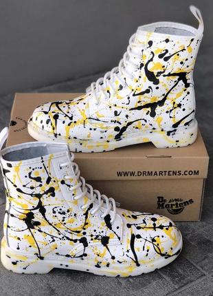 Ботинки женские, мужские dr. martens 1460 white белые (др. мартинс, черевики)