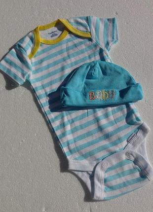 Gerber. бодік з шапочкою. сша. 0-3 місяці блакитний.