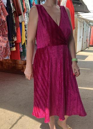 Сарафан фуксия, платье миди, яркое платье, розовое платье3 фото