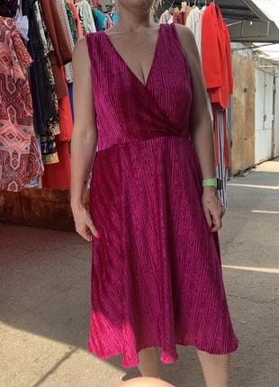 Сарафан фуксия, платье миди, яркое платье, розовое платье4 фото