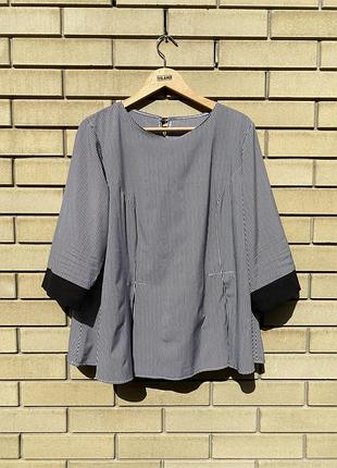 Легкая блузка топ в полоску рукав 3/4 большой размер