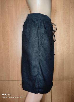 Крутая льняная юбка с карманами пот 35-45 см3 фото
