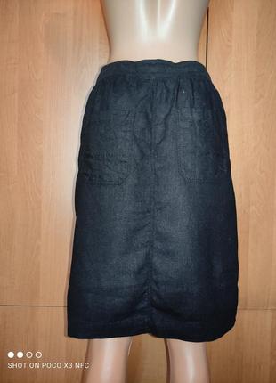 Крутая льняная юбка с карманами пот 35-45 см4 фото