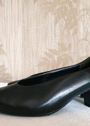 Paul green черные туфли лодочки, кожаные лодочки с v-образным вырезом, классические туфли, винтажные лодочки с красивым вырезом, стелька 25-25,5 см5 фото