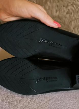 Paul green черные туфли лодочки, кожаные лодочки с v-образным вырезом, классические туфли, винтажные лодочки с красивым вырезом, стелька 25-25,5 см10 фото