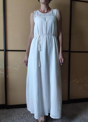 Довге максі біле коттоновое сукню від esmara