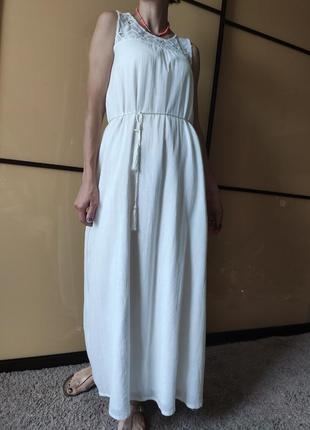 Длинное макси белое коттоновое платье от esmara4 фото