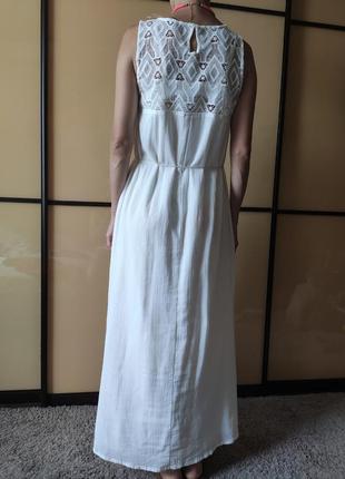 Длинное макси белое коттоновое платье от esmara6 фото
