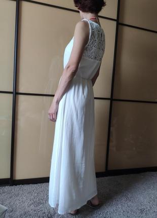 Длинное макси белое коттоновое платье от esmara7 фото