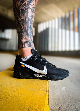 Мужские кроссовки nike react element off black, кросовки летние найк реакт элемент офф чёрные сетка2 фото