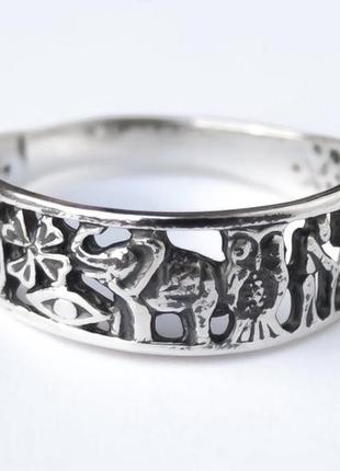 Срібна каблучка ручної роботи щастя