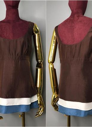 Normaluisa шёлковый топ итальянская майка блуза безрукавка коричневая туника шёлк rundholz owens5 фото