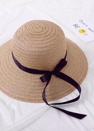 Женская шляпка соломенная тёмный бежевый