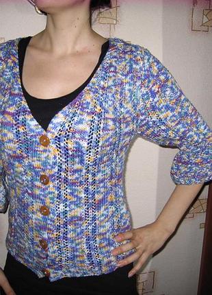 Вовняний кардиган ручної в'язки, 50%вовни, тепле і фактурний, кофта, светр