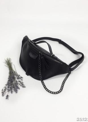 Черная сумка - бананка. чёрная сумка через плечо. поясная сумка. чорна бананка.