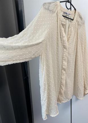 Блуза сорочка з вишивкою плюмети широкий рукав від zara