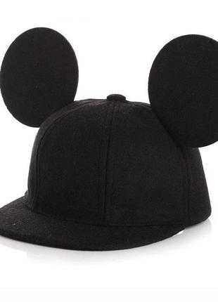 Кепка бейсболка с ушками в стиле микки чёрный