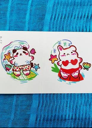 Временные татуировки флеш-тату переводилки перебивачки переводки панда заяц зайчик кролик