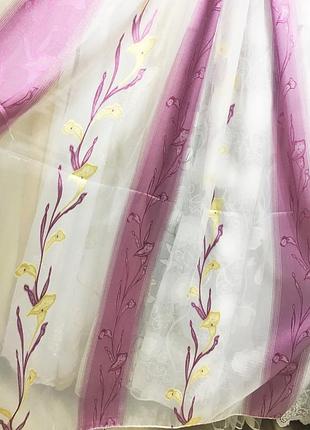 Тюль шифон фиолетового цвета в полоску