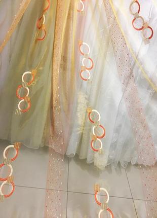 Тюль шифон оранжевого цвета в полоску