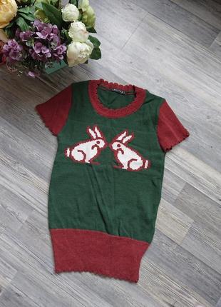 Женская трикотажная футболка с кроликами р.s/m/l