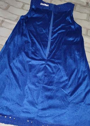 Платье на подкладке , ткань" ришелье" , синее ,   "yi chen" ,  s/m , 100% хлопок2 фото
