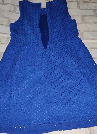 Платье на подкладке , ткань" ришелье" , синее ,   "yi chen" ,  s/m , 100% хлопок3 фото