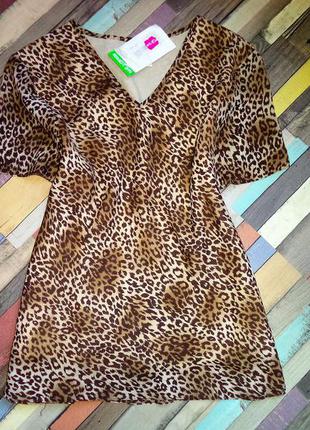 Шикарная леопардовая летняя блуза с коротким рукавом