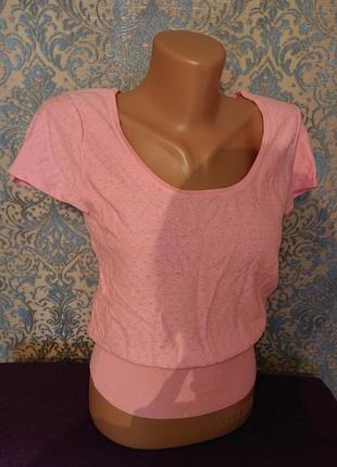 Красивая розовая женская блузка, футболка, блуза р.36/38 евро oggi5 фото