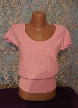 Красивая розовая женская блузка, футболка, блуза р.36/38 евро oggi4 фото